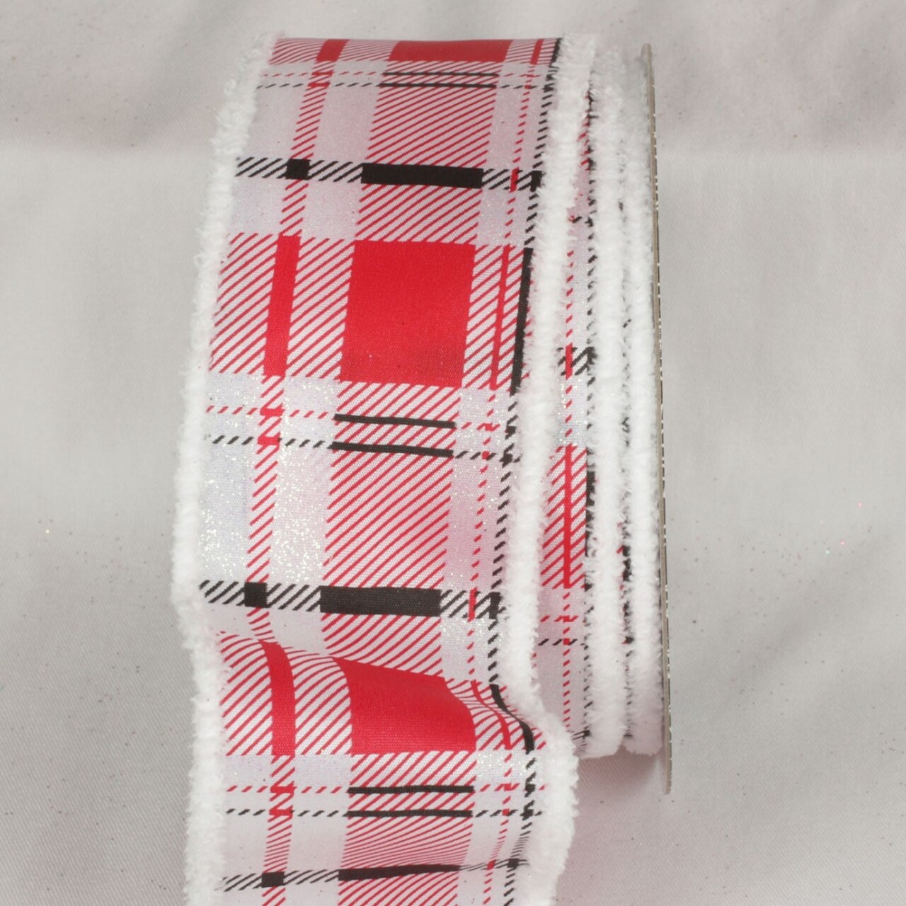 The Ribbon People Red and White Plaid Wired Edge Craft Ribbon 2.5" x 20 yards